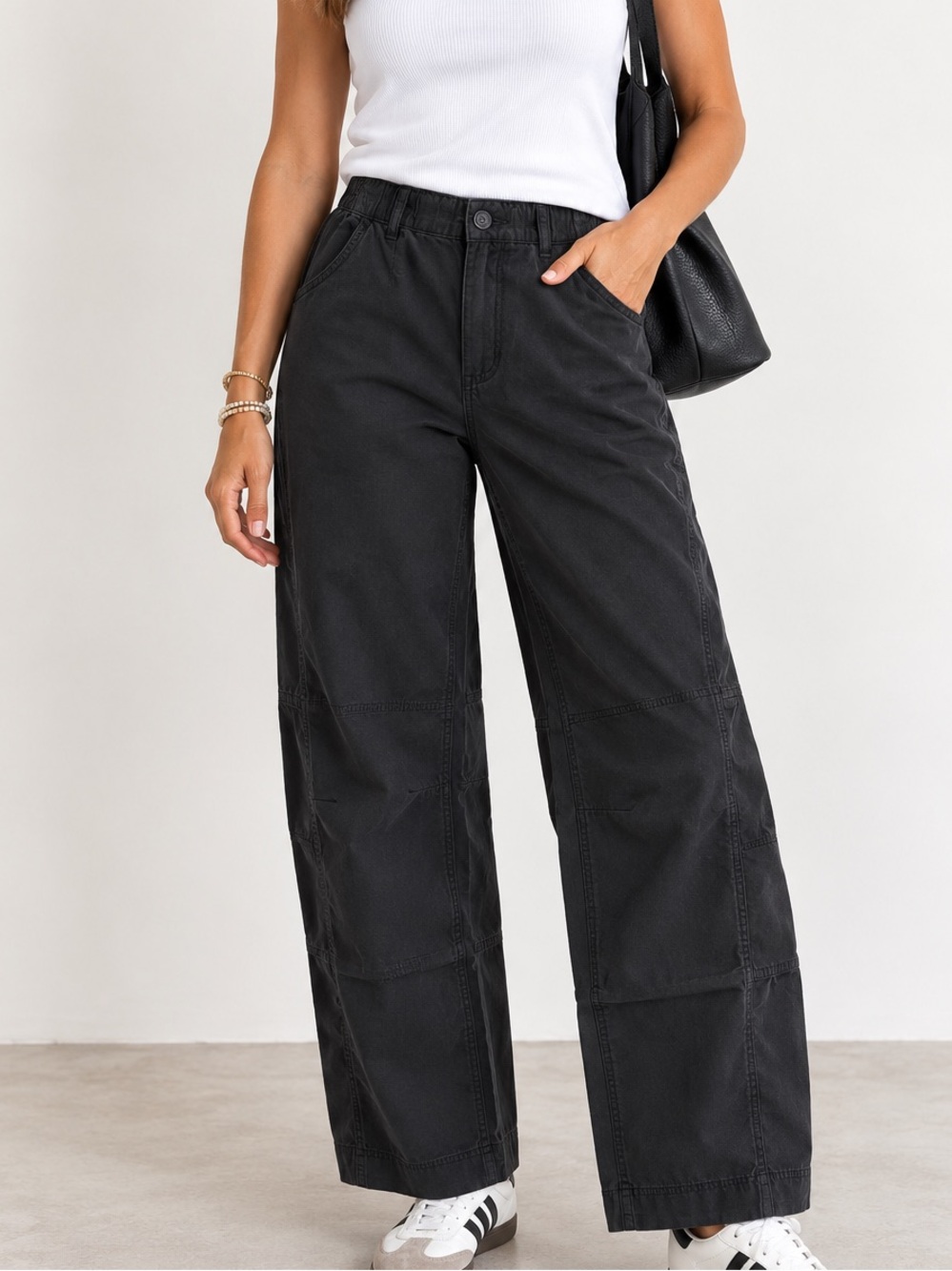 NWT Gap Black Utility Cargo Pants Size S Regular Wide Leg